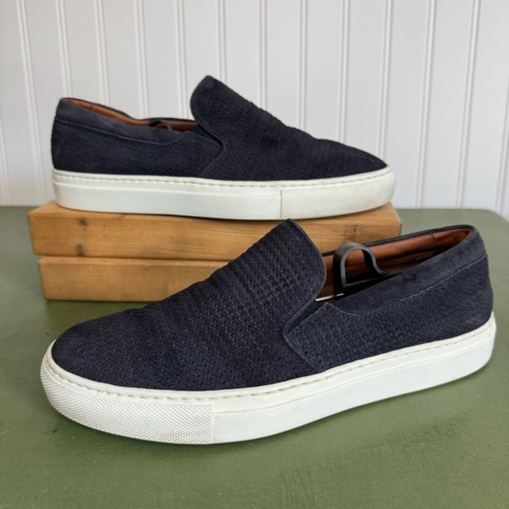 Aquatalia Alisha Mini Embossed Suede Slip On/Deck Shoes in Navy Suede *Italy*